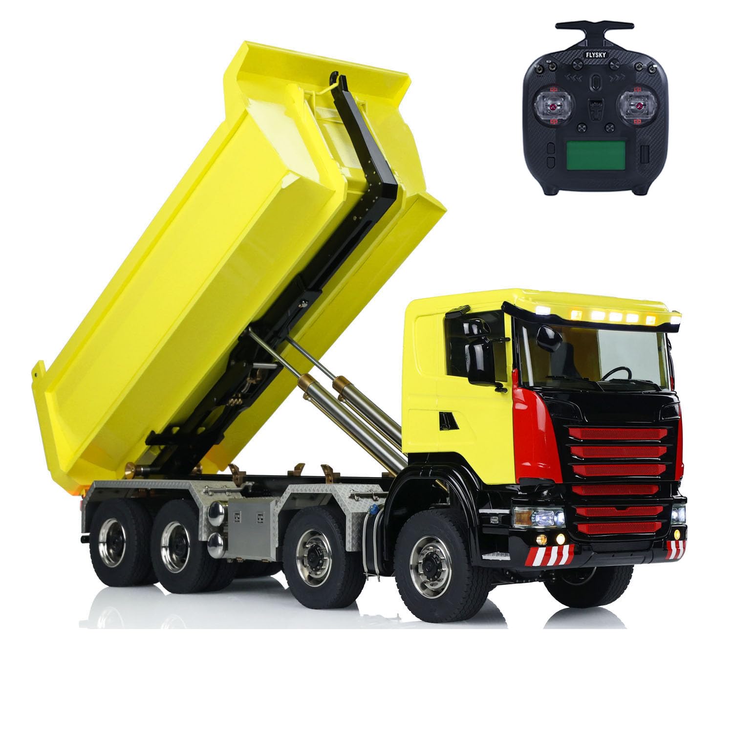 1 14 8x8 RC Hydraulic Full Dump Truck Roll-Off Dumper Car Differential Lock Axles Remote Controller and Receiver