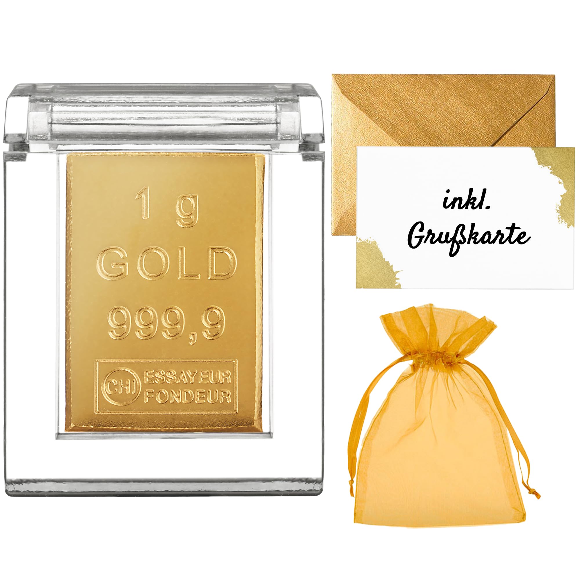 Gold als Geschenk - Goldbarren 1g in hochwertiger Kapsel - Echtheitsgarantie - Feingold 999.9
