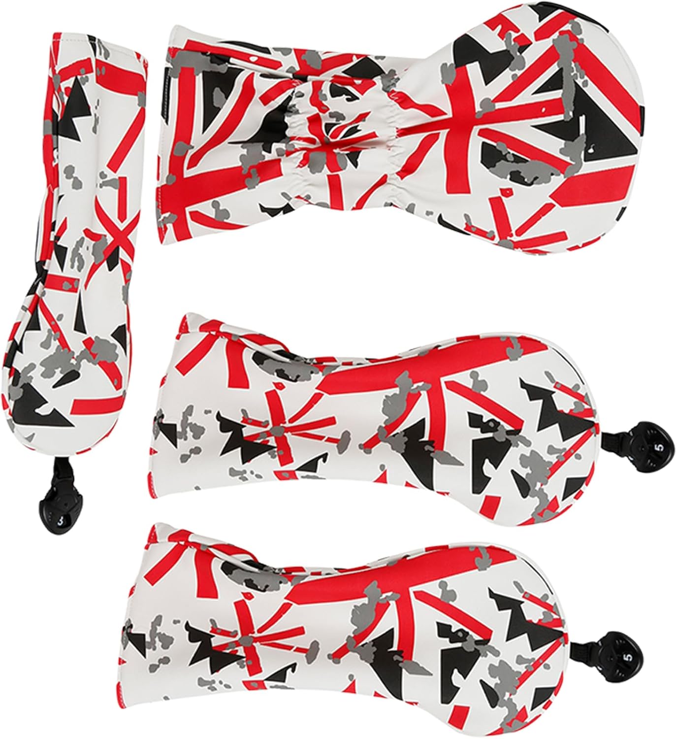 4Pcs British Flags Wood Headcover Waterproofs PU Leather Golfs Club Head Cover Replacement Driver Headcover Fairway Wood Head Cover