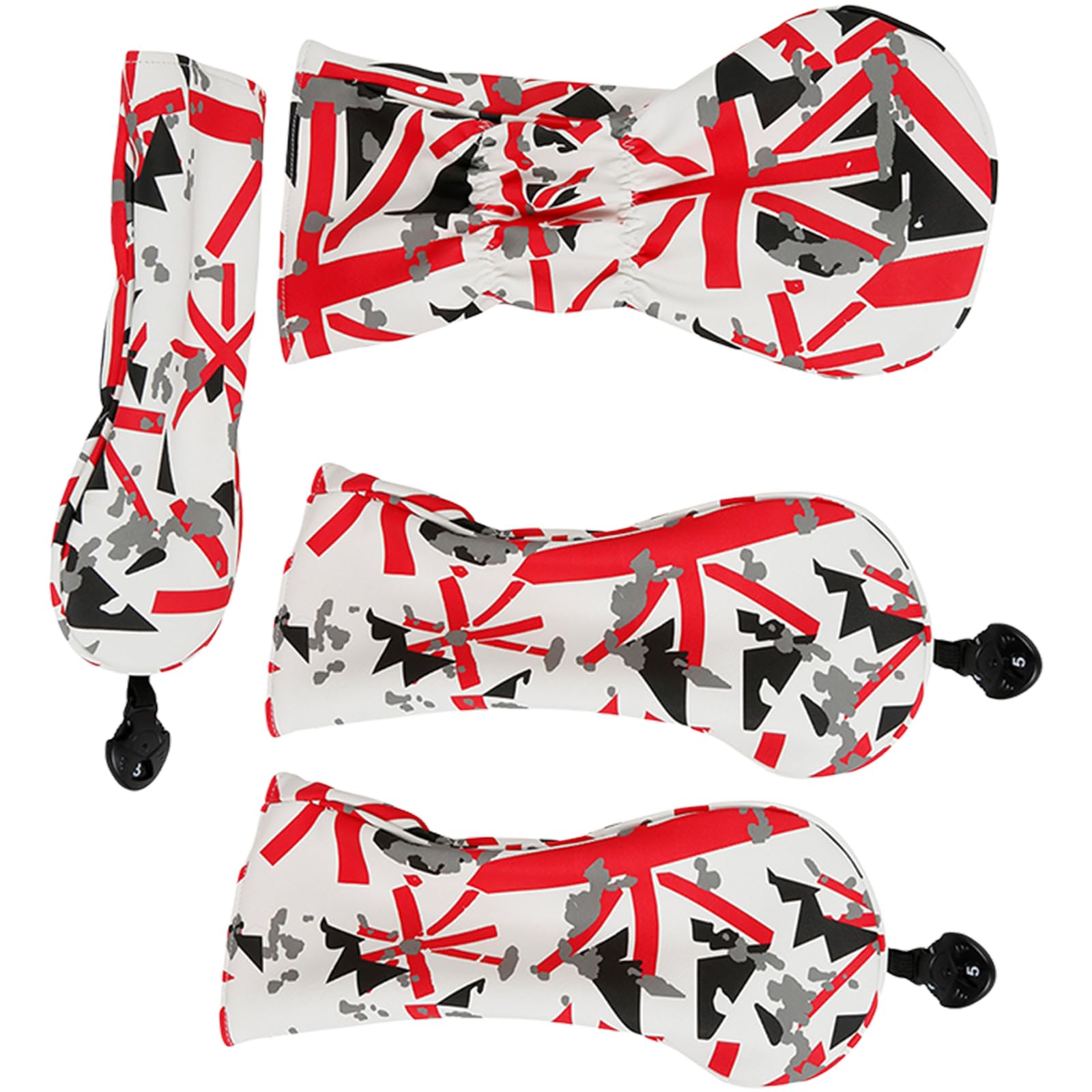4 Stück PU Leder Golfschläger Kopfbedeckung, britische Flaggen, | Schlägerkopfhülle für Golf Driver Hybride