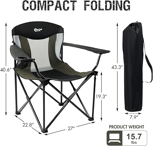 Miniatura 4 de Portal Silla de campamento de gran tamaño, silla de campamento plegable grande y alta, sillas de césped portátiles, resistentes y plegables XXL,