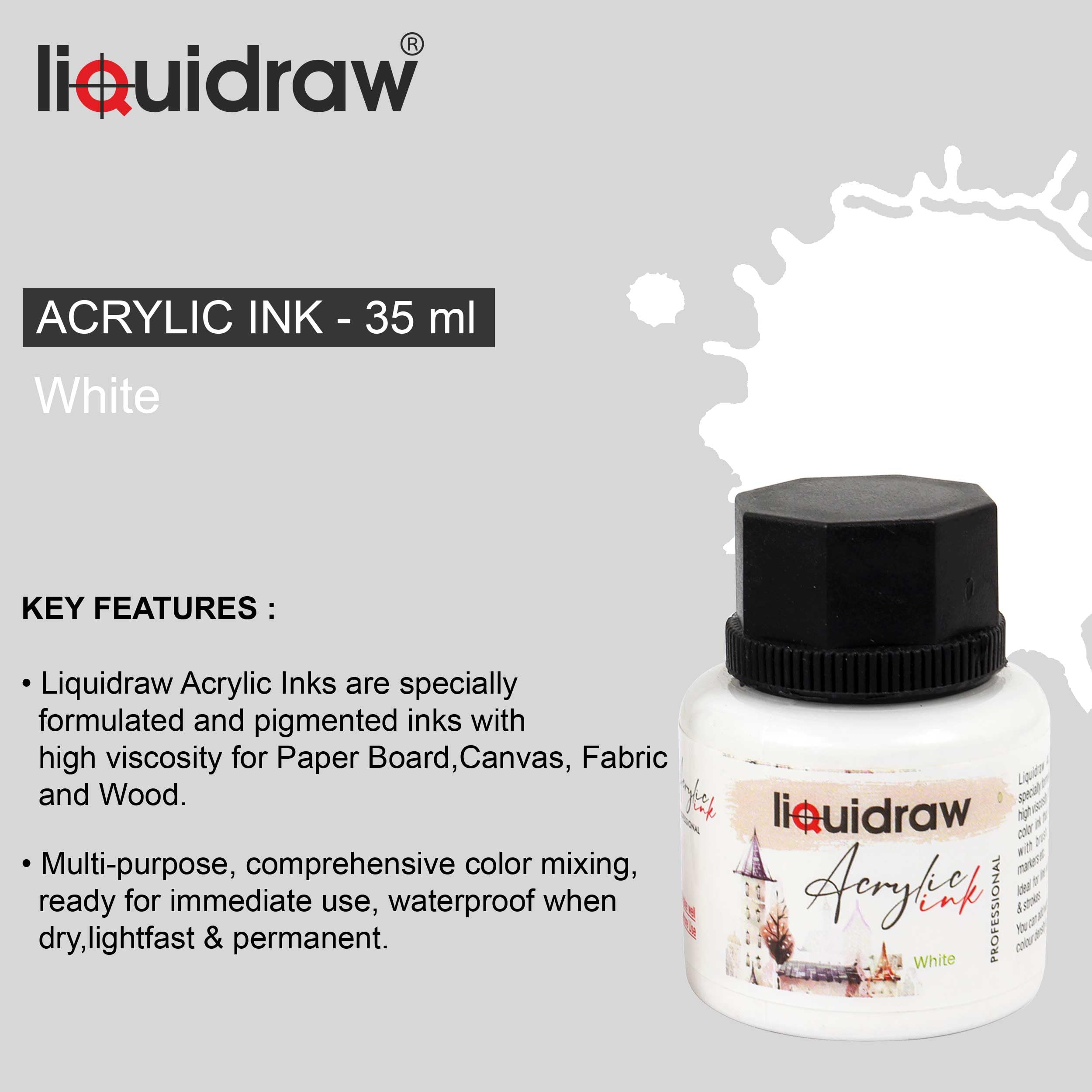 Liquidraw Acrylic Ink - White, 35 ml - Image 3