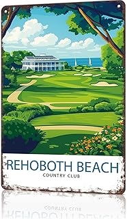 Inspirational Metal Signs Vintage Wall Art Poster Rehoboth Beach Country Club Delaware for Office Home Room Garage Bar Decor 8X12inch