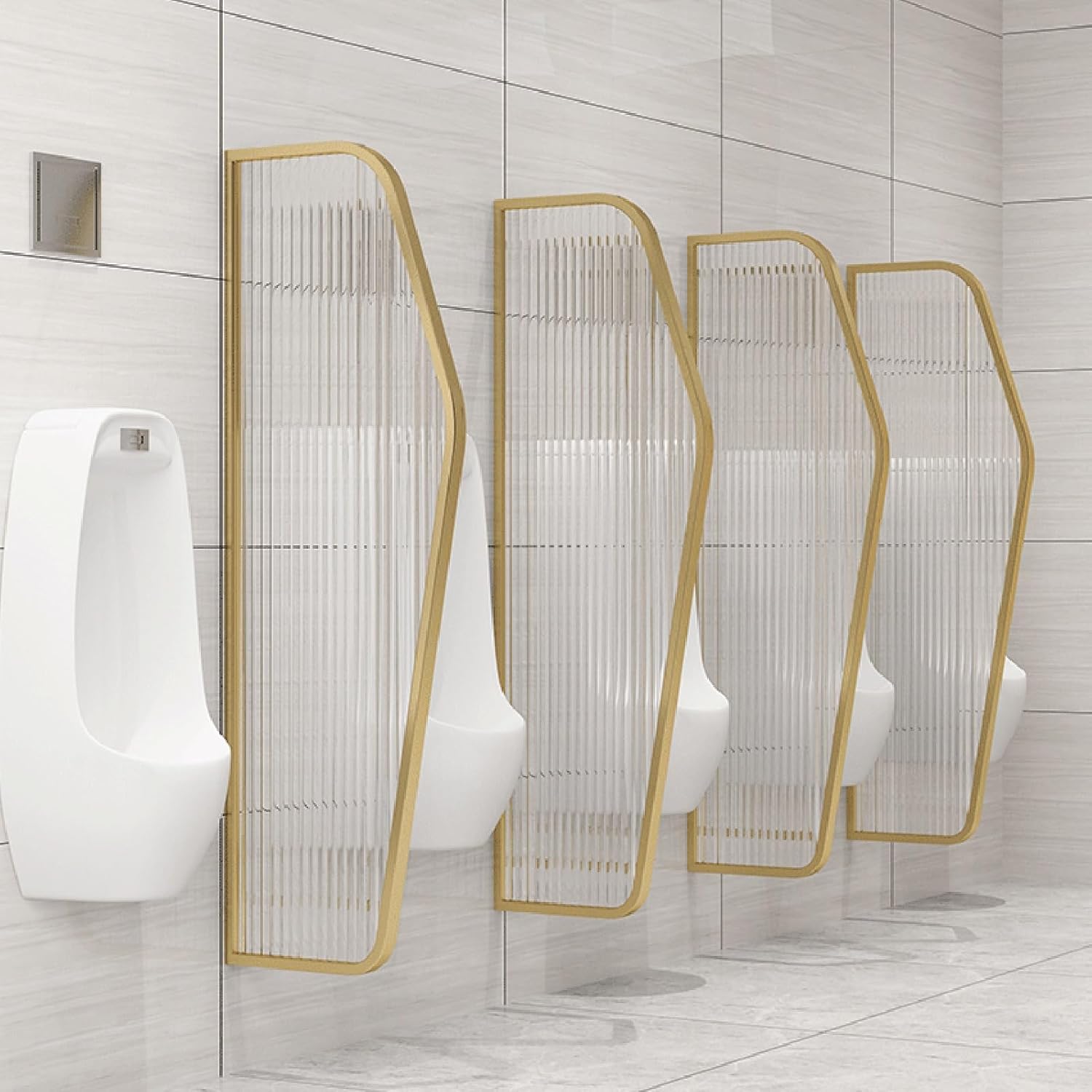 Stylish Rose Gold Wall-Mounted Men's Urinal Divider 35x80cm - Secure Bathroom Partition for Commercial Restrooms, Modern Toilet Baffle for Enhanced Privacy (Gold-b-35x80cm/13.7x31.5in)