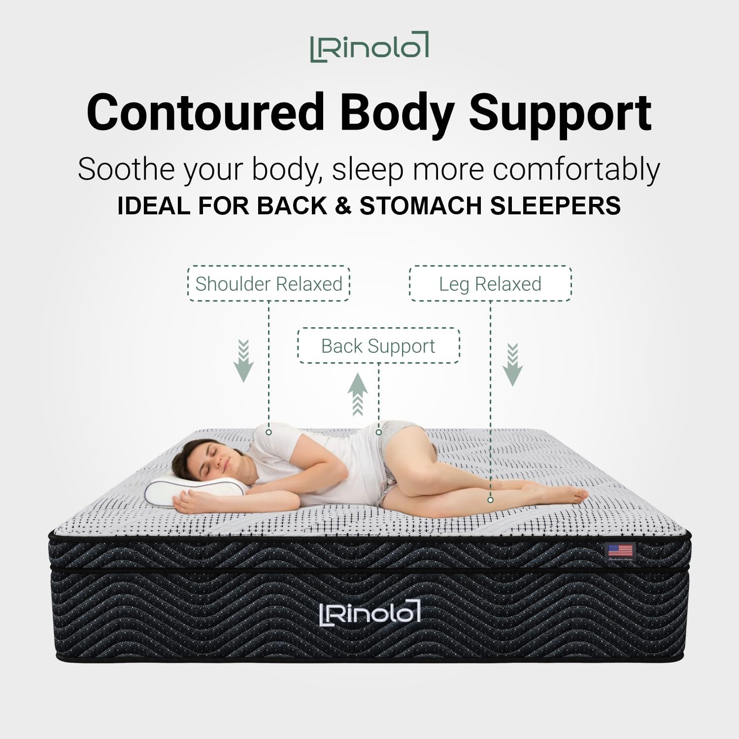 RINOLO Queen Mattress 12 Inch Extra Firm Hybrid with Cooling Gel Memory Foam & Innerspring, Supportive for Back & Stomach Sleepers, CertiPUR-US Certified, Fiberglass-Free, USA Made