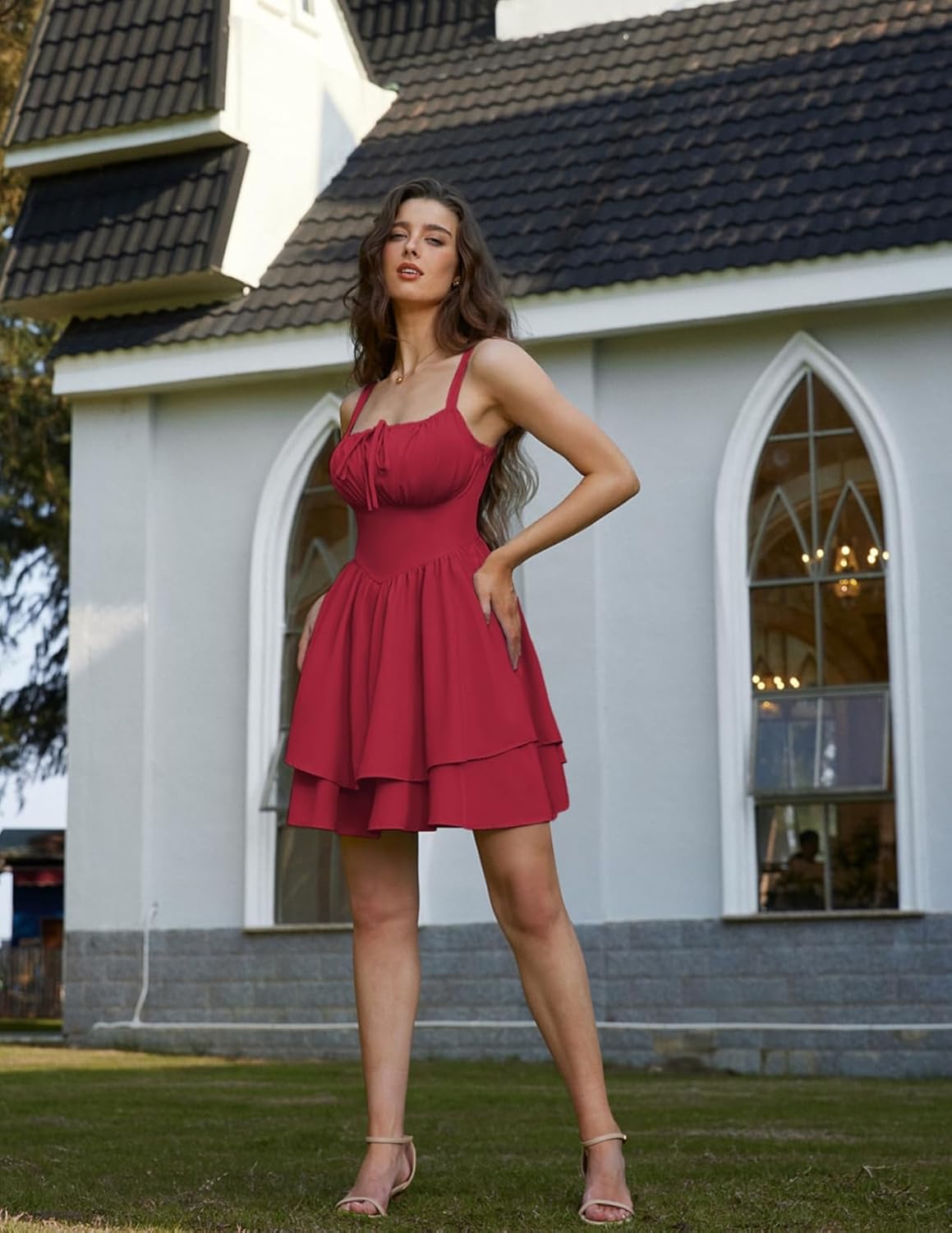 SCARLET DARKNESS Corset Mini Dress for Women Teens 2026 Summer Ruffle Sundress Graduation Homecoming Dresses - Image 5