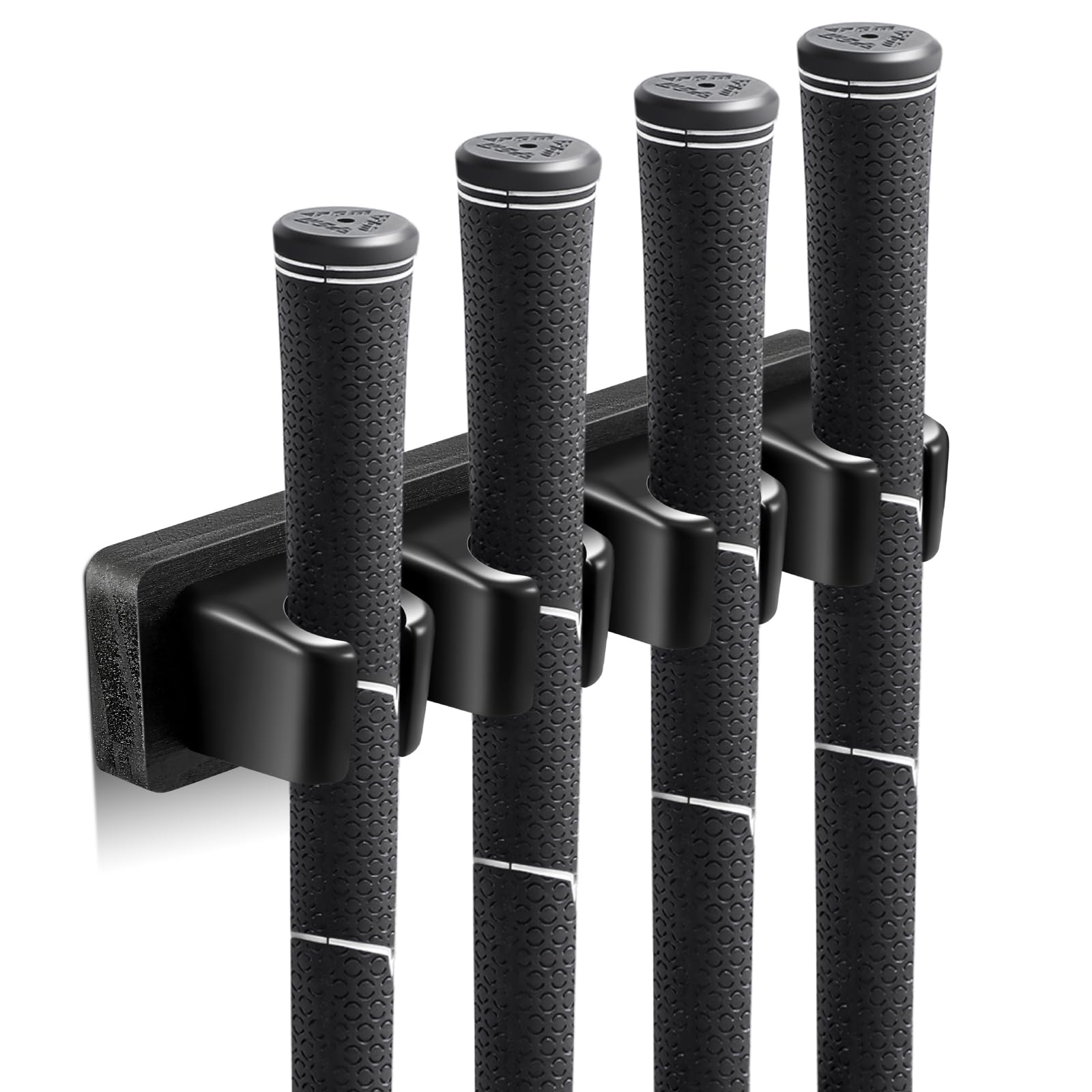 Blueweenly Wooden Golf Club Holder Wall Mount 4 Clips Golf Club Rack Hanger Organizer for Wall Display Garage Putters with Screws, Grip up Type (Black)