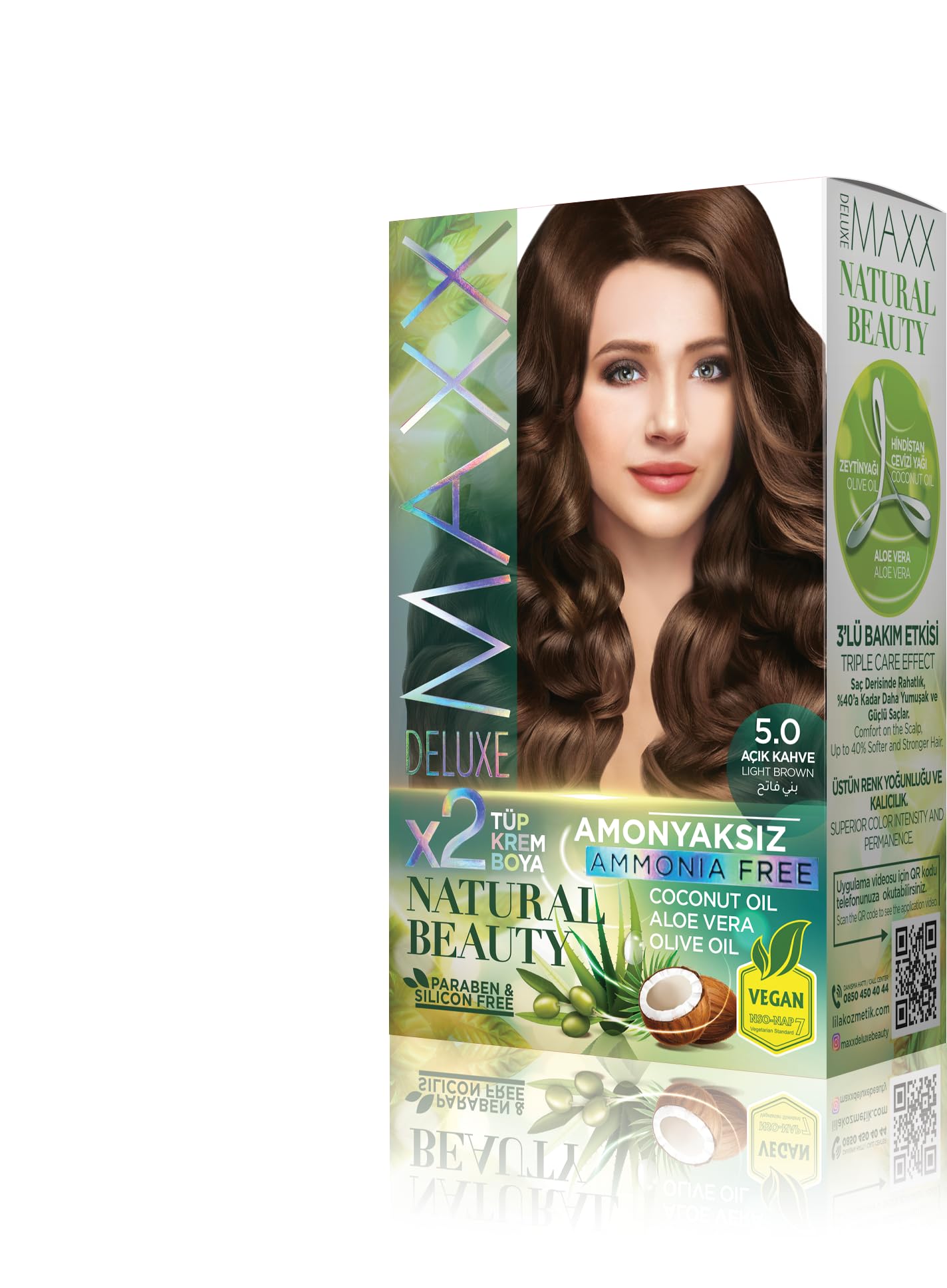 Maxx Deluxe Natural Beauty Amonyaksız Set Saç Boyası 5.0 Açık Kahve