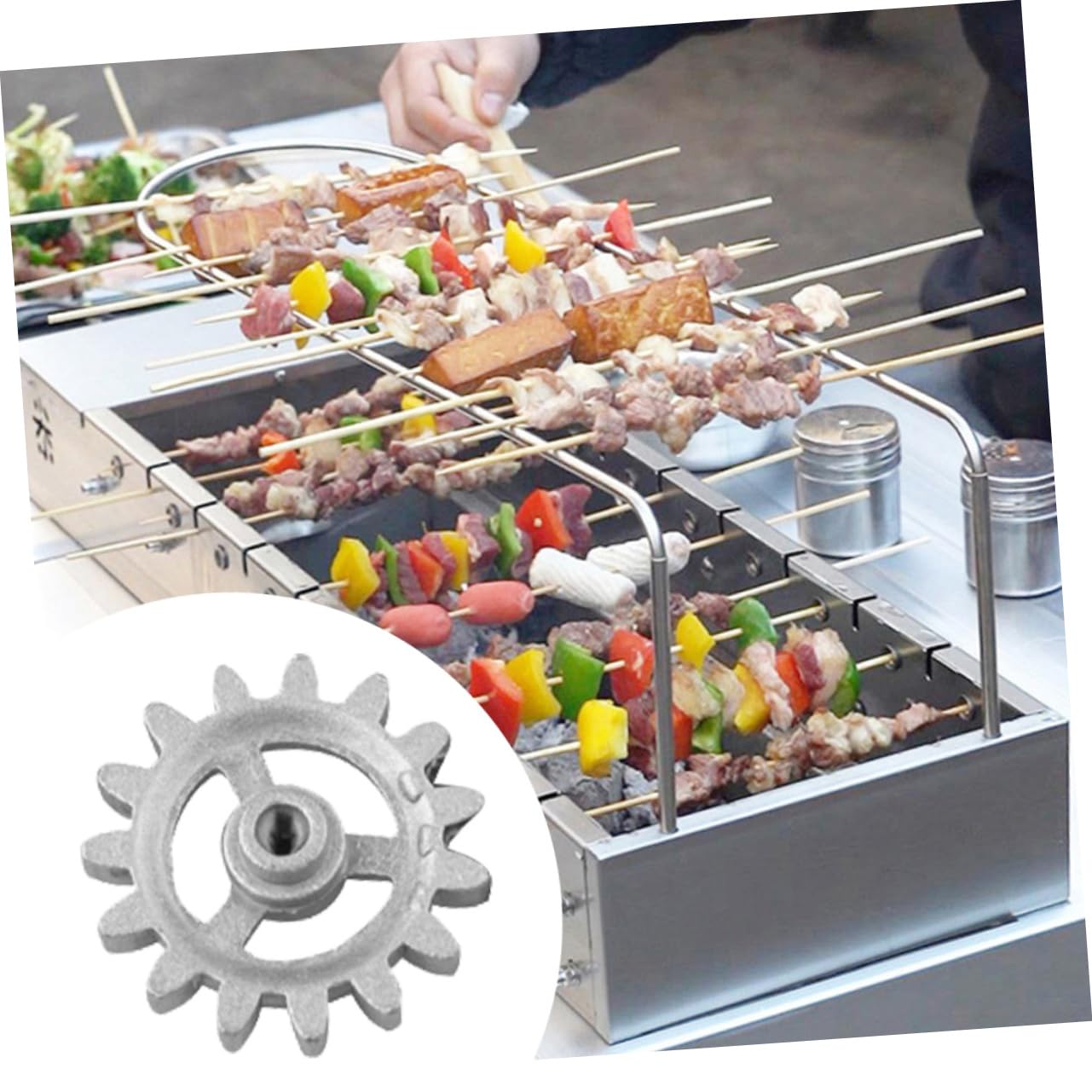 Mikinona Grill Rotisserie Motor Kit Bbq Rotating Gear Set Metal Gyro Rotisserie for Diy Barbecue