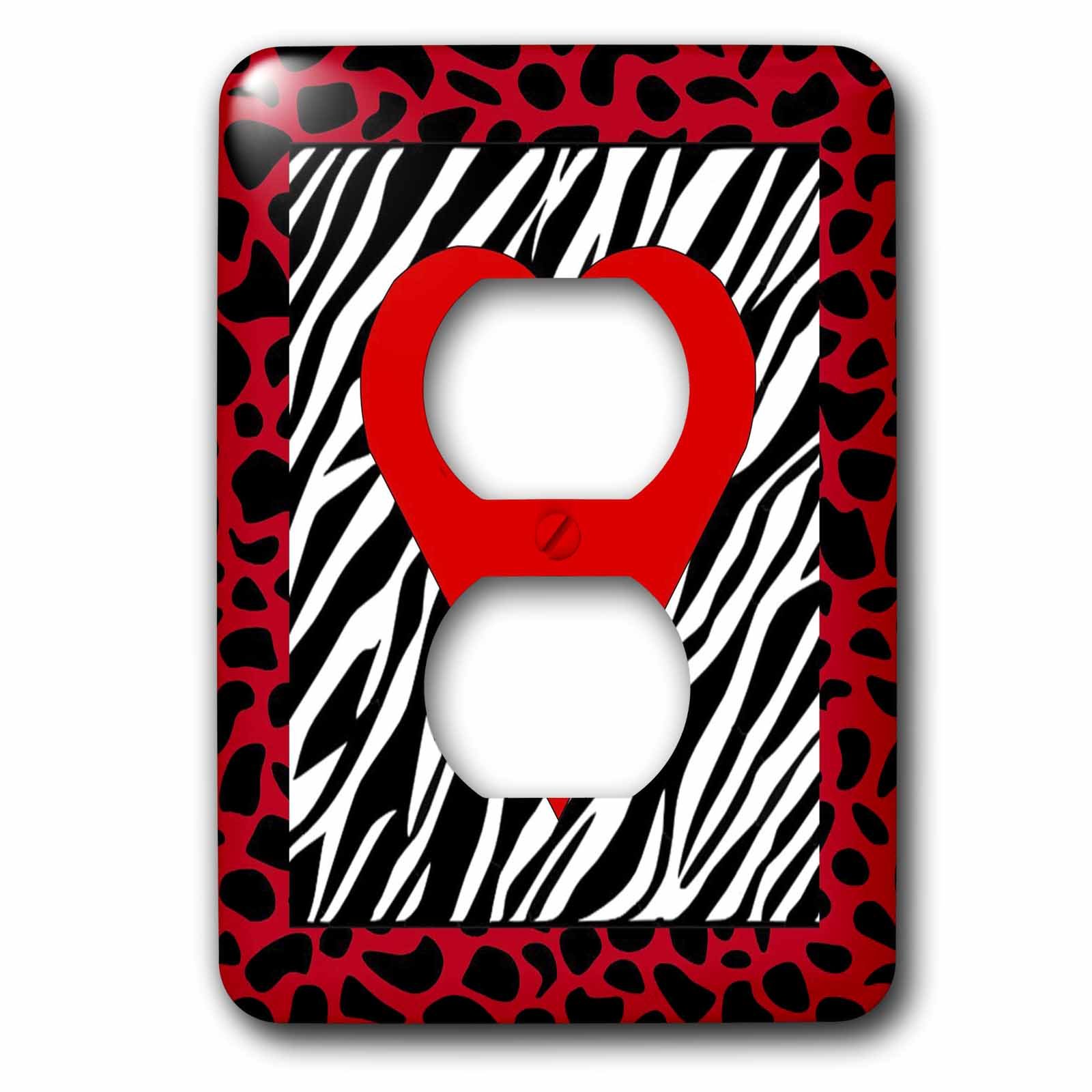 Cache prise de courant Coeur rouge sur Zebra 3dRose lsp_56176_6