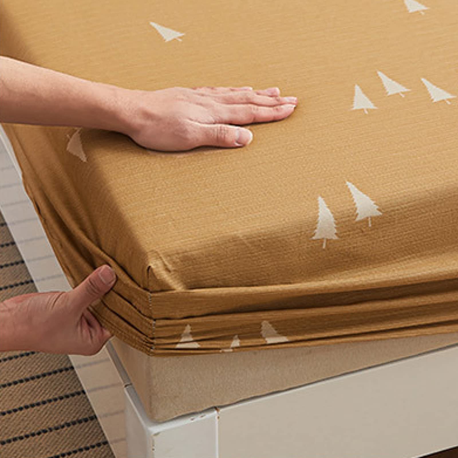 FCLDESHOP Lenzuolo Tasca Profonda,Coprimaterasso in Cotone Stampato Solido, Camera da Letto Alloggio in Famiglia Dormitorio per Studenti Tasca Profonda Coprimaterasso a Molle,Azzurro,180 * 200cm