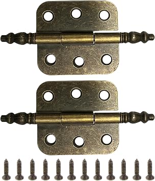 2 Pack Antique Brass Butt Hinges, 70x35mm Vintage Decorative Hardware