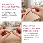 10Pcs Knitting Needle Stoppers, Silicone Point Protectors for Needles, Knit Needle End Caps Covers, Hexagon Print Stitch Stoppers for DIY Knitting Accessories and Gadgets (01)