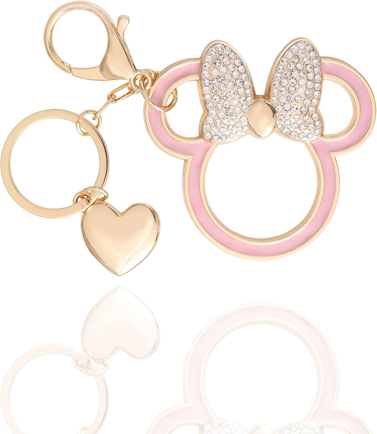 SALLY ROSE Minnie Mouse Keychains for Women Official License, Gold-Tone Charms for Purses and Bags, Valentines Gifts for Her