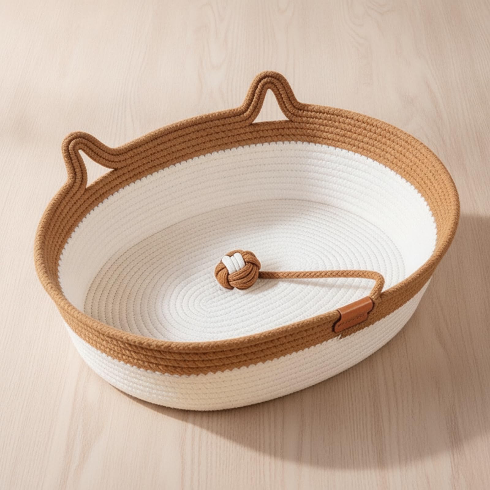 Cuccia Intrecciata per Gatti Morbido, 麻藤席窝-咖色, 特大号60 45cm | Decorativo, Cuccia a Cesto, Lavabile, per Casa, Cuccioli