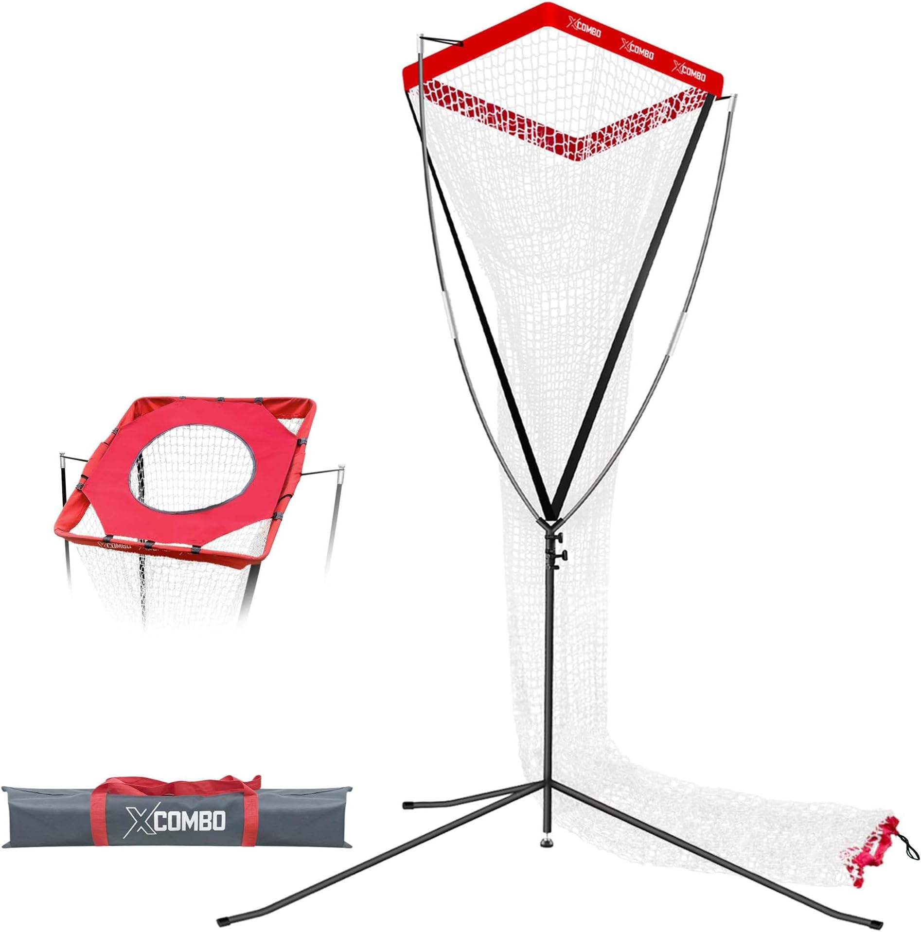 JOLORLY Adjustable Height Volleyball Setter Trainer Net for Indoor and Outdoor Practice, Great for Serving, Spinning and Training Equipment Setup (Red)