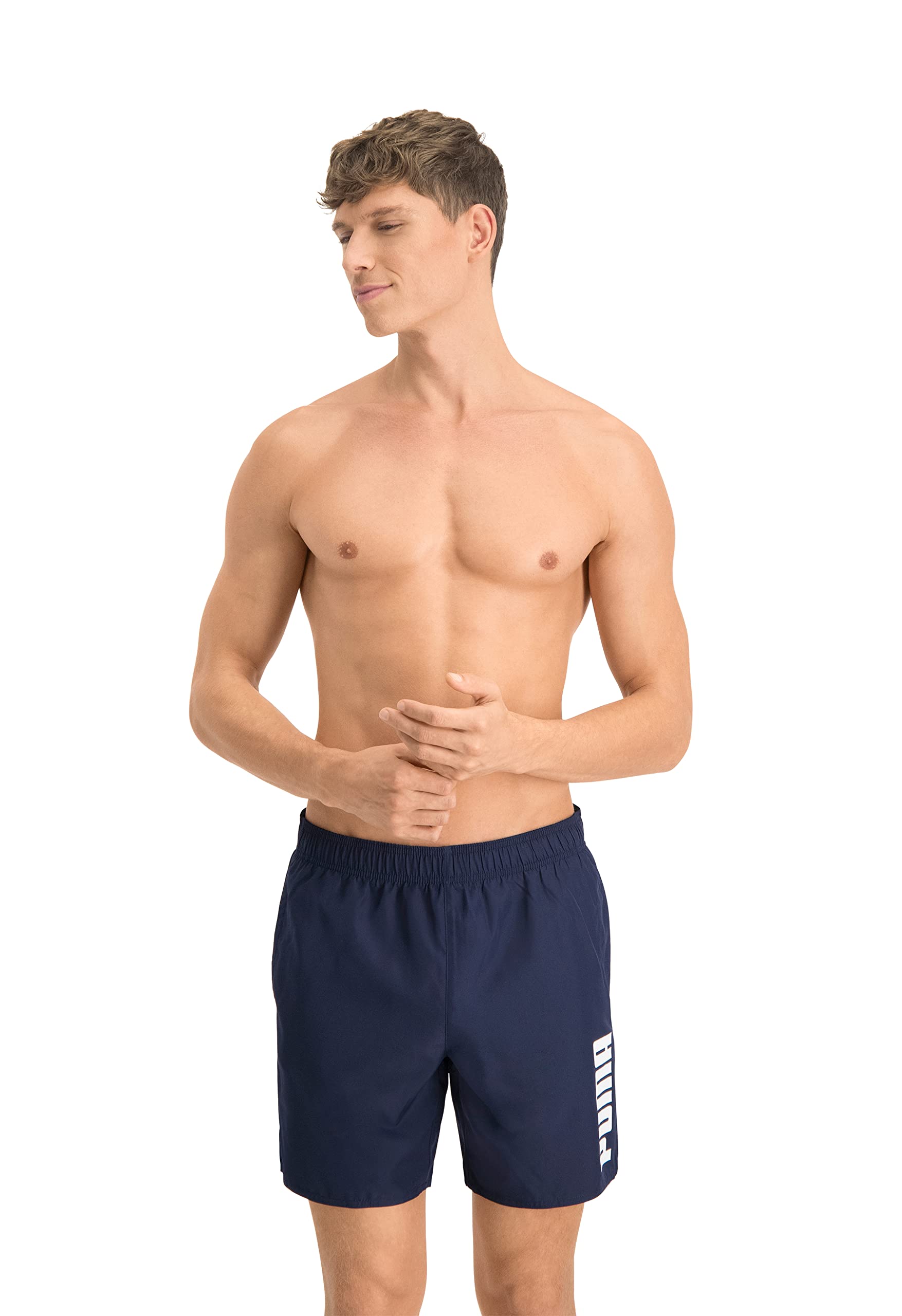 PUMA Men's Swim Men's Mid Shorts Swim Trunks, Navy, M
