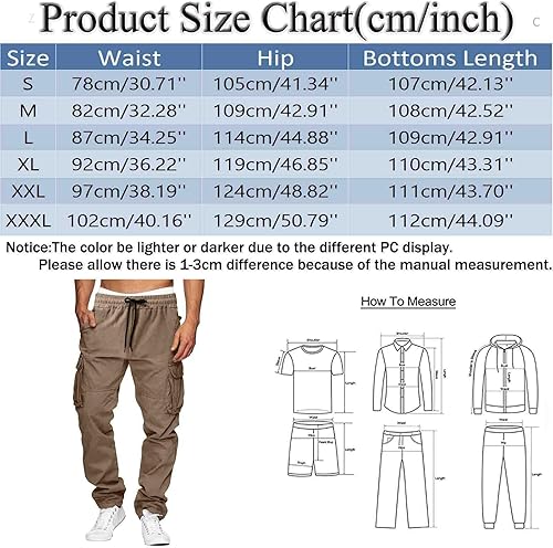 Miniatura 2 de Mens Versatile Cargo Pants Loose Elastic Drawstring Joggers Pant Casual Multi Pocket Sweatpants Basic Solid Straight Pants
