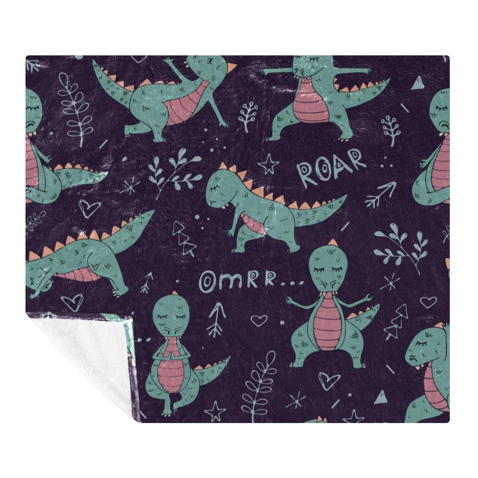 Couverture originale dinosaure yoga : plaid ludique et doux, cadeau idéal famille