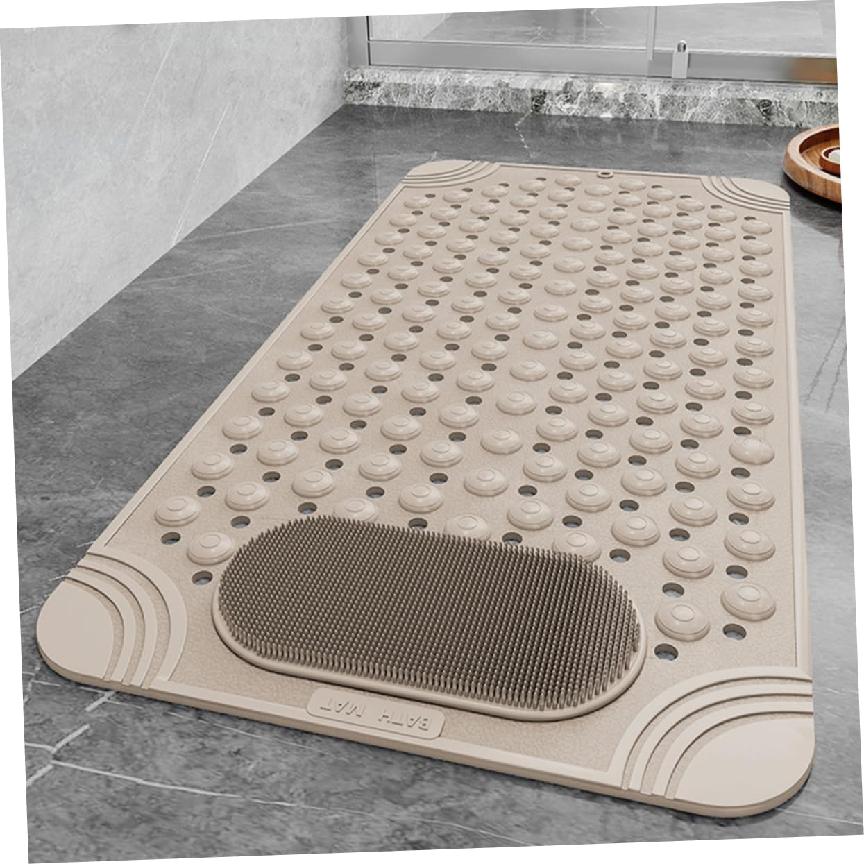 Alfombrilla de Bañera Antideslizante con Ventosas de PVC, Diseño de Drenaje y Masaje Exfoliante para Pies en Ducha y Baño