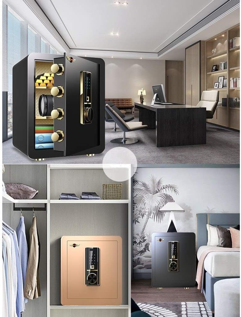Security Safes Security Safes Tamper-proof Deposit Box for Home Three Layers Strongbox Office Hotel Jewelry Cash Use Storage Cabinet (Color : Gold)