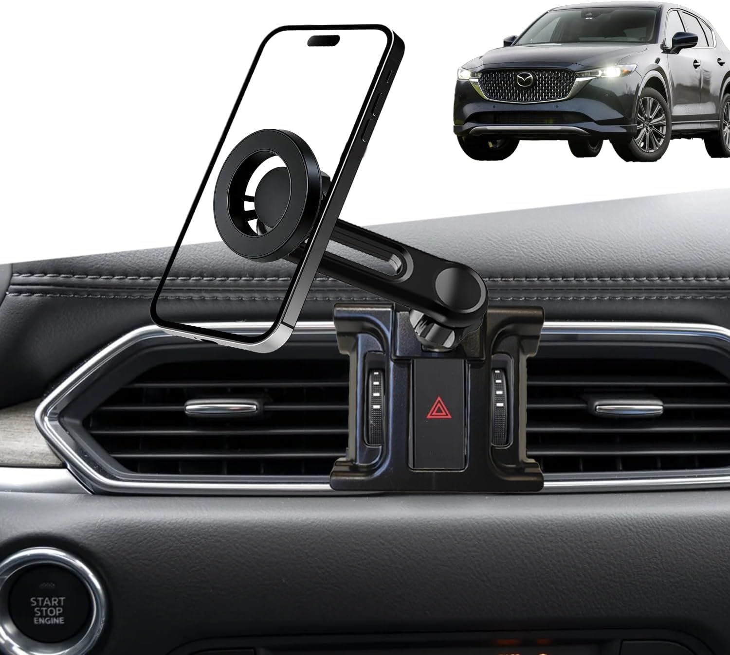 oricarmes 2026 Latest Extension arm for Mazda cx5 Magnetic Phone Mount Adjustable & Custom Fit 360° Rotation One-Hand Operation cx5 Phone Holder 2017-2026 cx5 Accessories