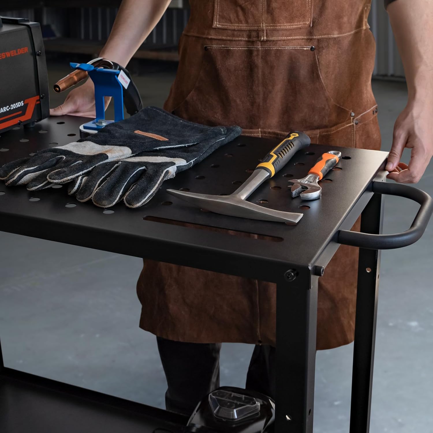 YESWELDER Welding Table Workbench 36x18 Inches, 1200 lb Load Capacity, Hook Side Panel, Handle, Brake Wheels - Sturdy and Versatile Welding Table