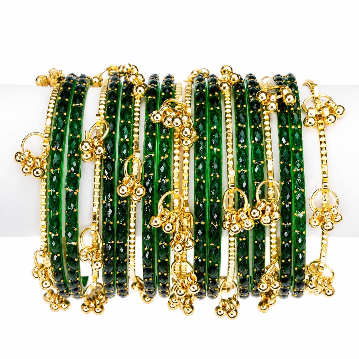 Kashmiri Ghungharu Raindrop Glass Bangles Set for Women | Traditional Decorative Bangles for Ethnic, Festive | Elegant Hand Accessories-image-37