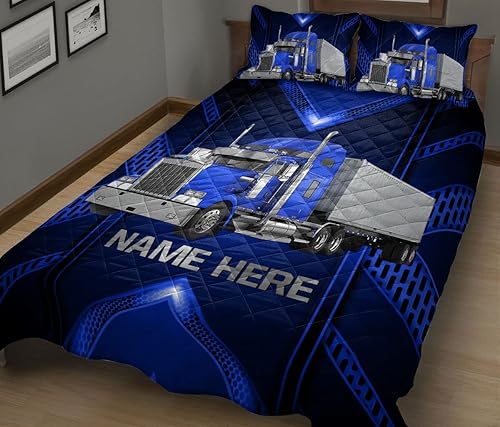 Miniatura 5 de OhaPrints Regalo de carbono de camión azul personalizado para camionero, manta y fundas de almohada, juego de ropa de cama y funda de almohada,