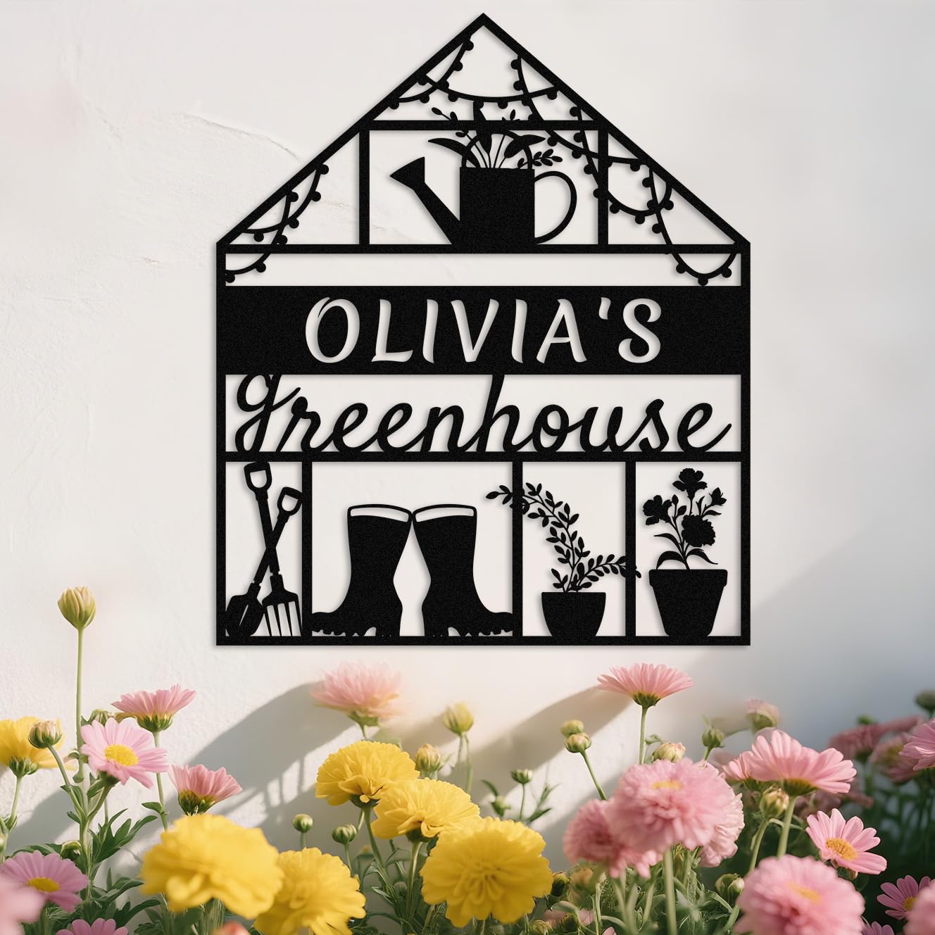 Met5kdm Style-9 Personalized Greenhouse Sign,Custom Metal Name Sign,Garden Metal Wall Art,Outdoor Garden Yard Patio Decor,Gardeners Gift Style 9