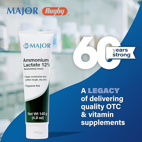 MAJOR Ammonium Lactate 12% Moisturizing Cream - Lactic Acid Cream - Helps Hydrate, Soften, and Exfoliate Rough, Dry Skin - Fragrance-Free - 4.9 Oz. (1 Pack)