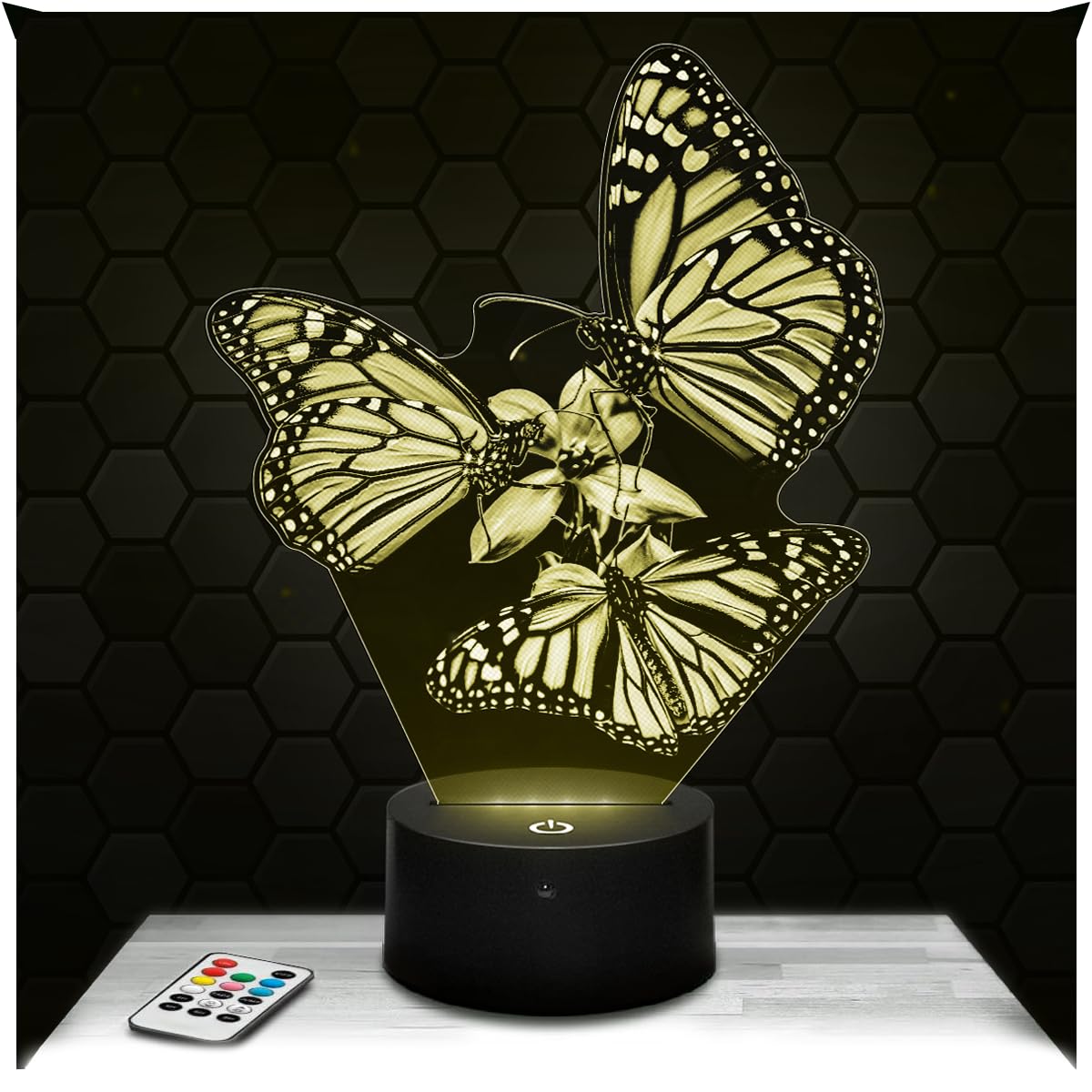 Lampephoto.fr - Butterfly 3D Lamp Animal Touch Night Light Led, 3D Hologram Effect, Christmas Birthday Gift Idea for Boy or Girl, Room Decoration Object — image 1