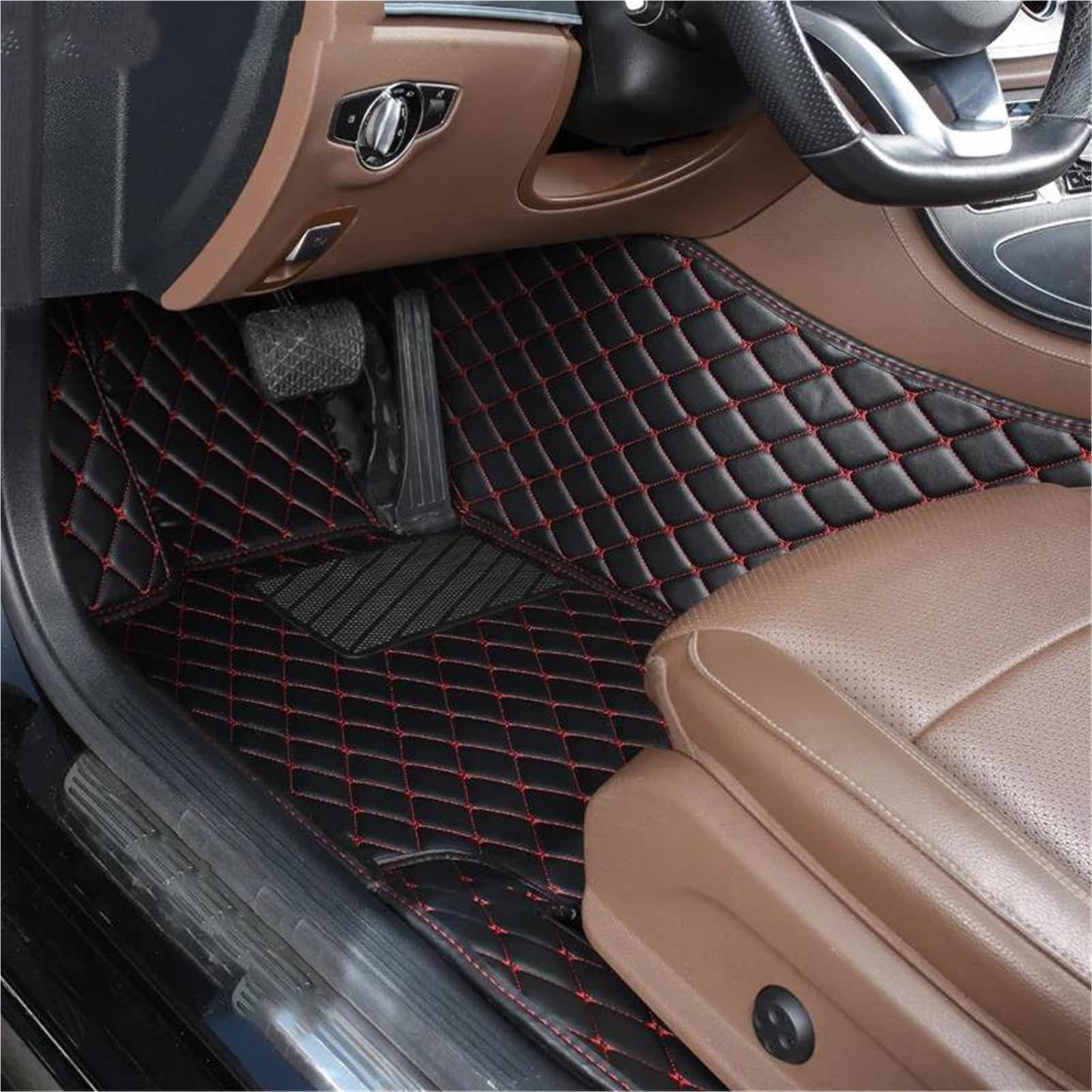 Alfombrilla coche Mercedes W222 evita deslizamientos alfombra suelo personalizada negra roja