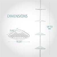 Vista 3 de Better Living Products 70040 ULTI-MATE - Soporte para poste de ducha de aluminio a prueba de óxido, sin tamaño, color blanco