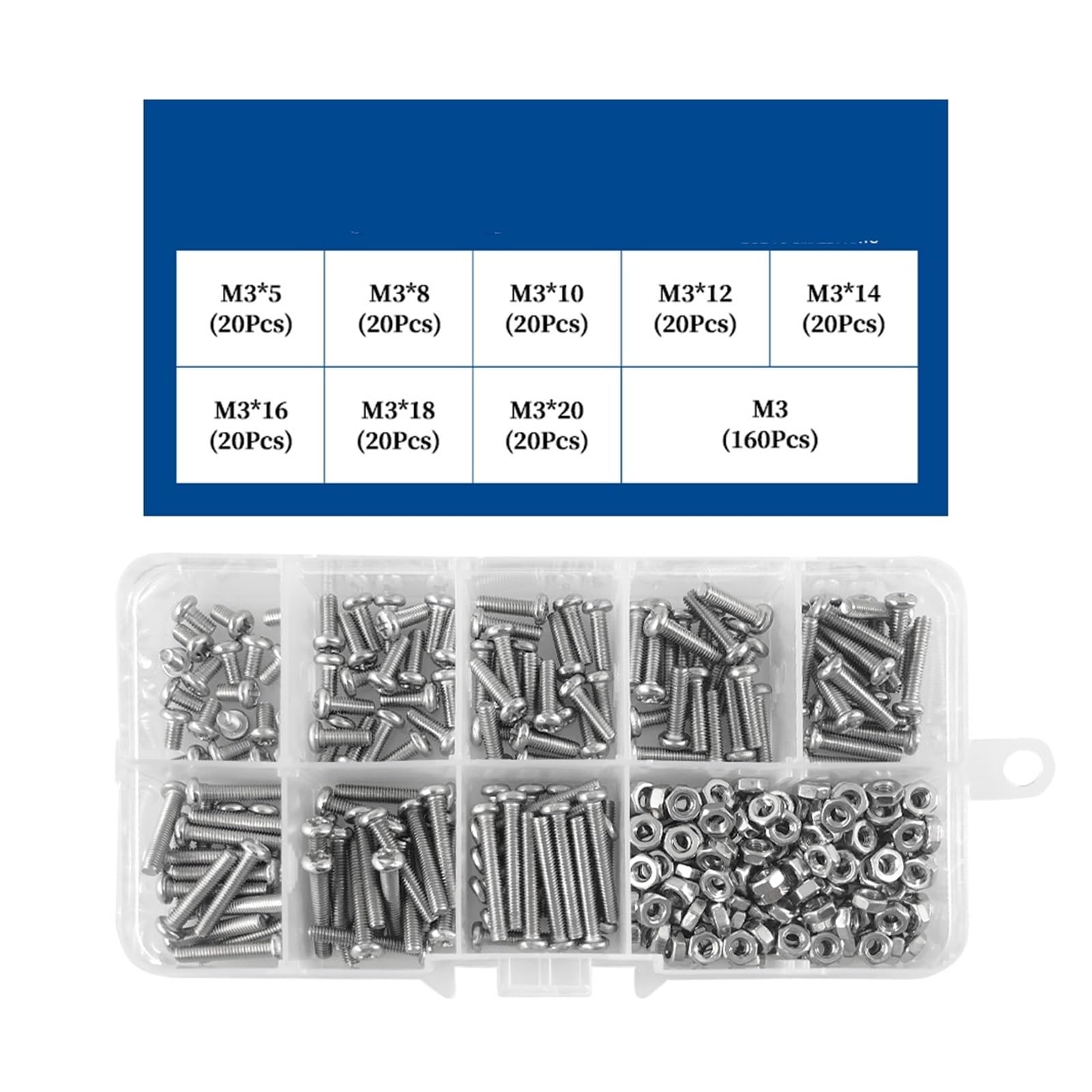 Kit De Tornillos Pequeños De Acero Inoxidable 304 M1-M3 For Gafas De Reloj(M3 (320Pcs))