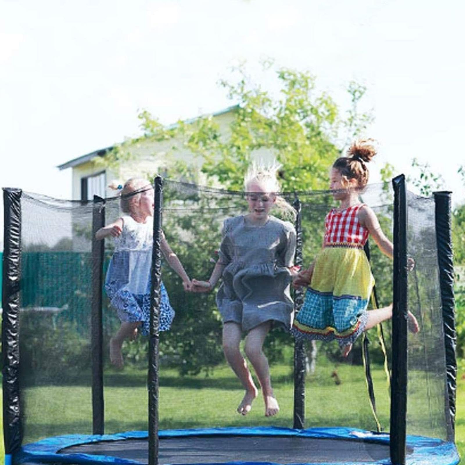 Red de repuesto para cama elástica – Red de protección para camas elásticas, red de nailon para trampolín | Red de repuesto resistente a la intemperie, soportes arqueados con postes rectos,