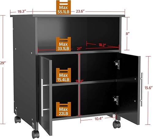 Miniatura 4 de Topeakmart Rolling Collection - Soportes para impresoras, armario de almacenamiento, color negro