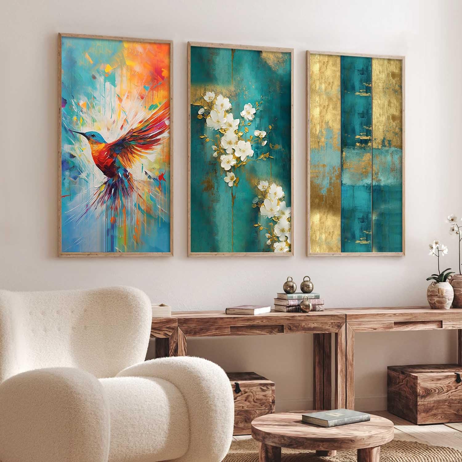 Kotart Abstract Wall Art Set - 3 Floral Prints -7 Kotart Abstract Wall Art Set - 3 Floral Prints -7
