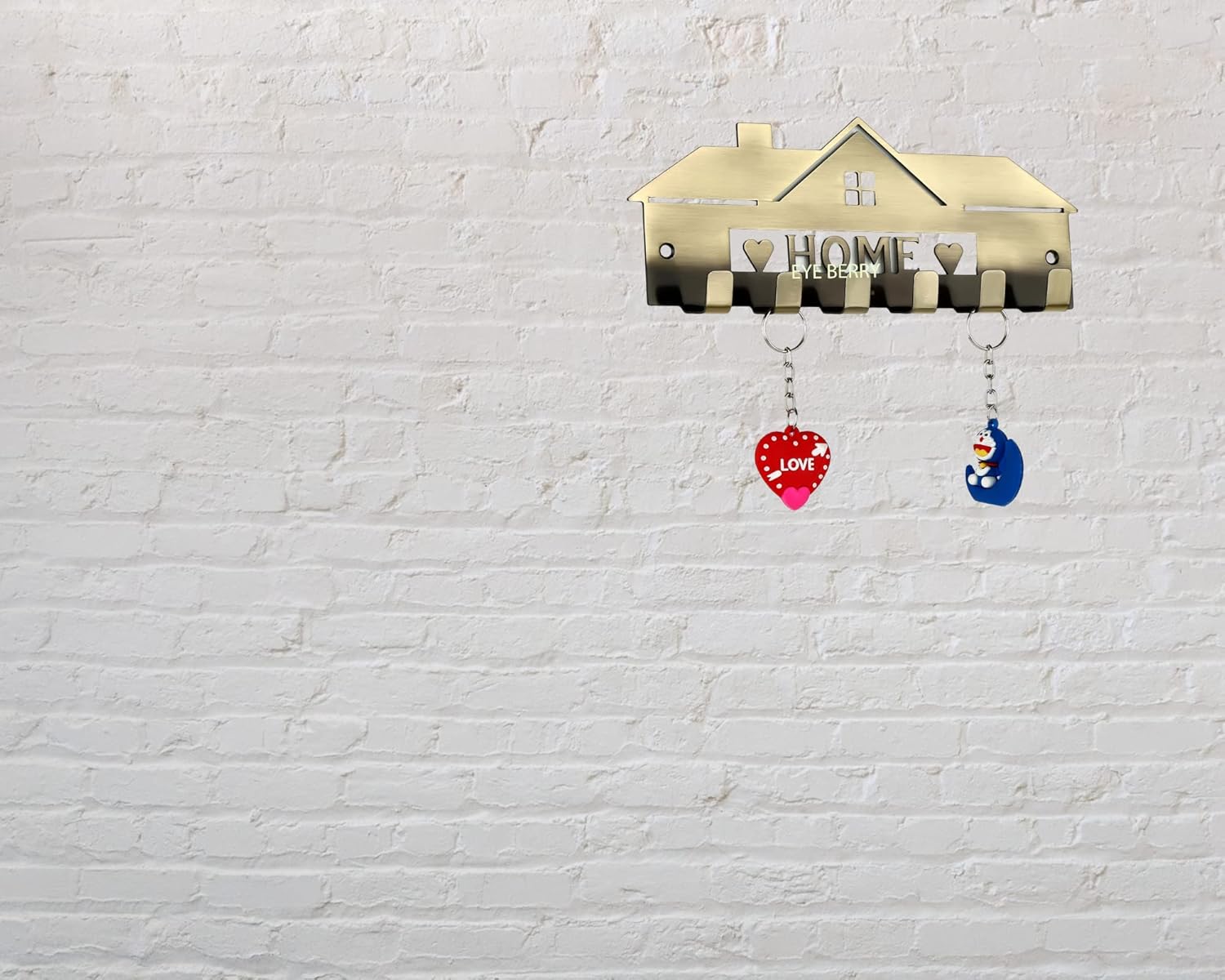 EYE BERRY BASI Brass Wall Key Holder - Stainless Steel 9" Key Holder Wall Hanging Stand Home Decor Hook offers donot miss 2 EYE BERRY BASI Brass Wall Key Holder - Stainless Steel 9" Key Holder Wall Hanging Stand Home Decor Hook offers donot miss