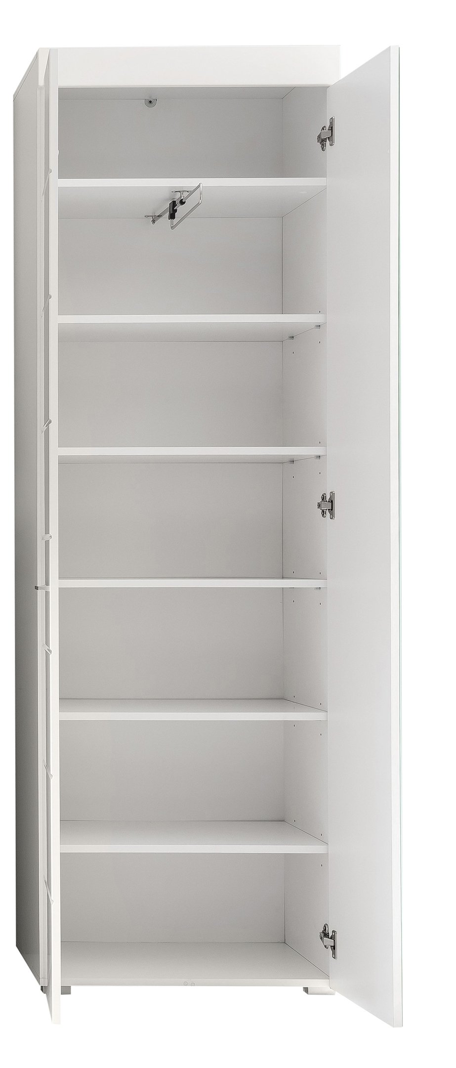 trendteam smart living - Amanda - Garderobenschrank - Weiß/Weiß Hochglanz - ausziehbare Kleiderstange - (BxHxT) 62 x 195 x 38 cm