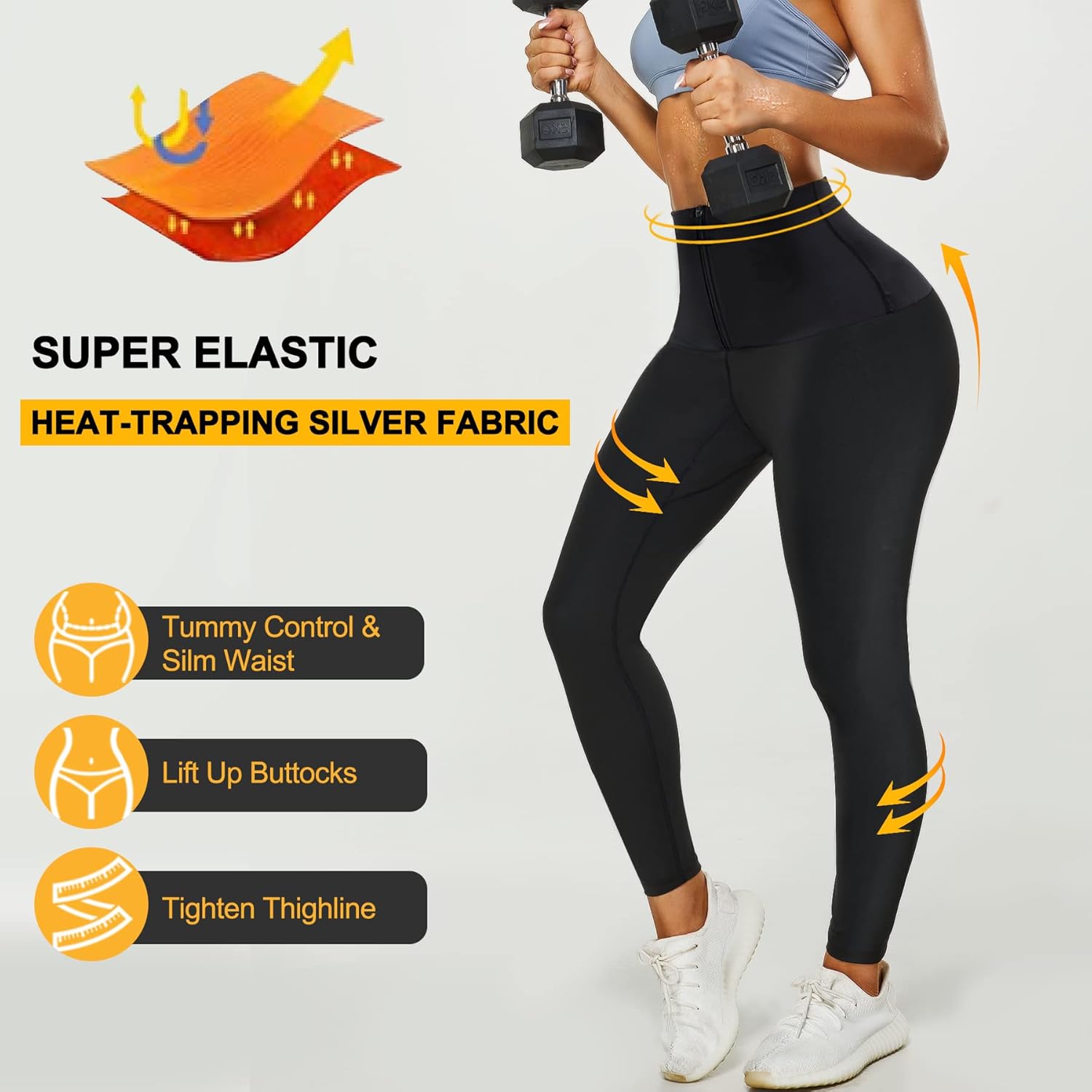 SCARBORO Sauna Sweat Pants for Women High Waist Compression Slimming Weights Thermo Legging Workout Body Shaper Sauna Suit : Sports & Outdoors