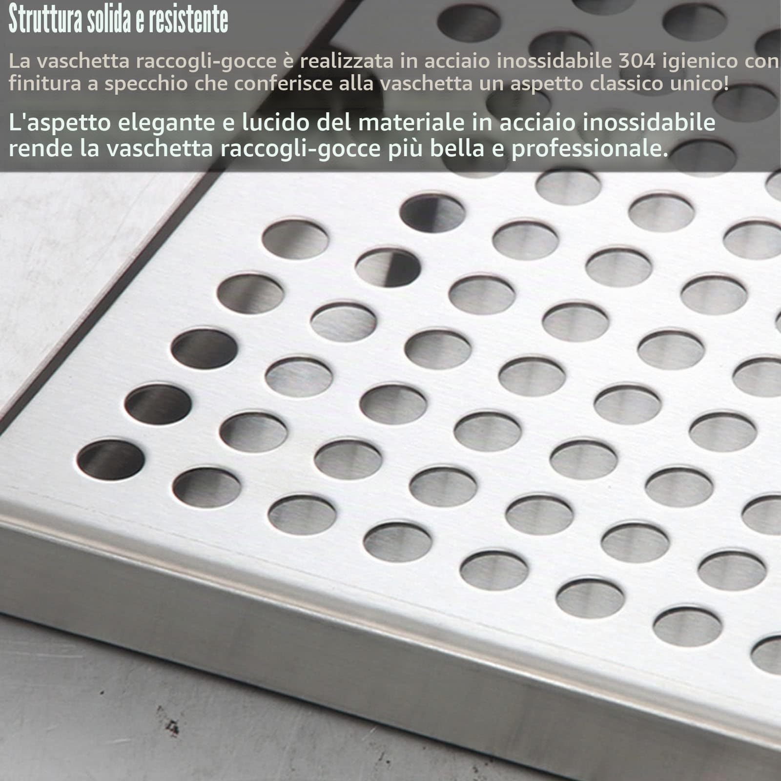Vassoio antigoccia in acciaio inox, rettangolare, per bar, mini frigorifero, non necessita di scarico