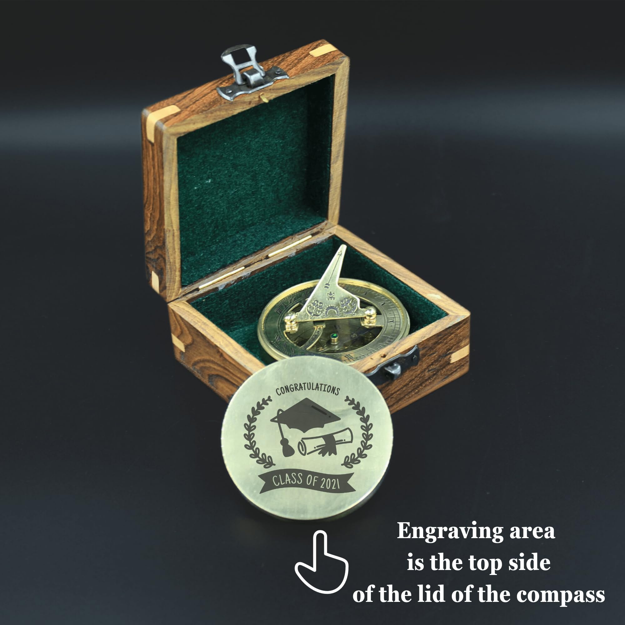 Cadran solaire personnalisé gravé boussole de poche Company Cadeau personnalisé pour lui boussole à fils – Mari – Première communion – Souvenir – Baptême – Anniversaire de mariage