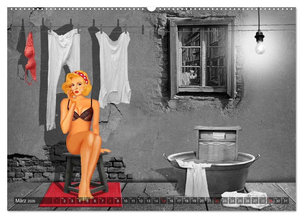 Rot wie die Liebe by Mausopardia (Wandkalender 2026 DIN A2 quer), CALVENDO Monatskalender: Schöne Frauen von sexy Pin-Up Girls bis mondän. (CALVENDO Erotik)