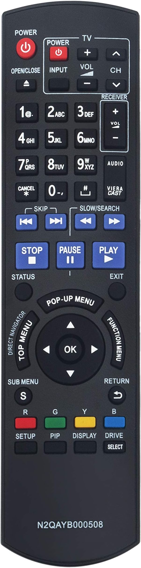 N2QAYB000508 Replaced Remote fit for Panasonic Blu-ray Disc Player DMP-BDT300 DMP-BDT350 DMP-BD80K DMP-BD605K DMP-BD601K DMP-BD80 DMP-BD60 DMP-BD601 DMP-BD605 DMP-BD70V DMP-BD70VK