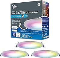 Vista 1 de GE CYNC Reveal HD+ Wafer Smart LED Downlight Fixture, luces que cambian a todo color, luces LED Wifi y Bluetooth, 13 vatios, funciona con Yaxa
