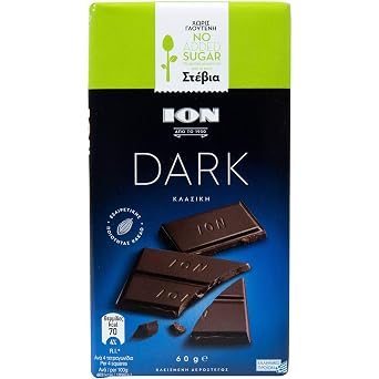 Ion dark chocolate with stevia no added sugar 60gr 4packs