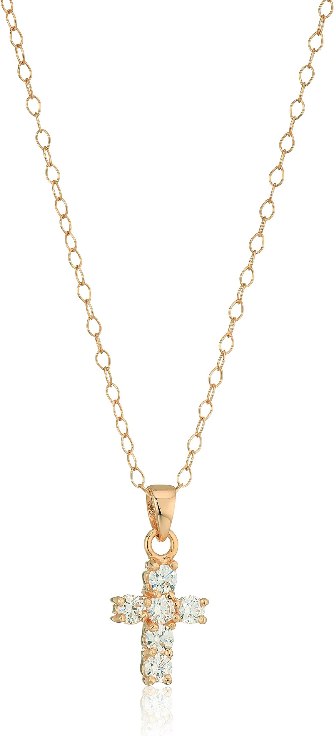 Amazon Essentials Sterling Silver Zirconia Cross Pendant Necklace, (previously Amazon Collection)