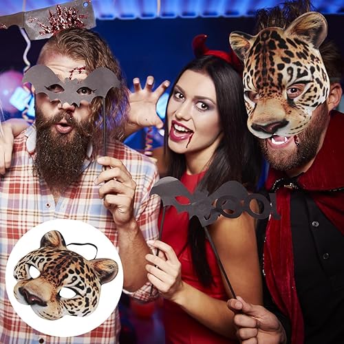 Miniatura 4 de Zerodeko Máscaras de media cara para mascarada, leopardo, medio Mardi Gras, Kabuki, gato, para Halloween, mascarada, cosplay, accesorios