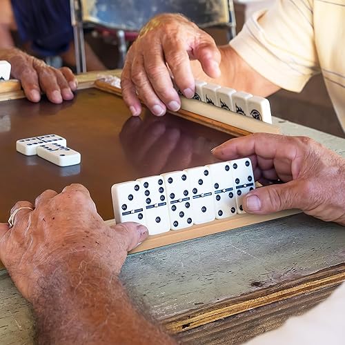 Miniatura 2 de Soportes de madera para dominó, paquete de 8 bandejas de dominó multifuncionales, estantes de escritorio, adornos de letras para juegos de cartas y